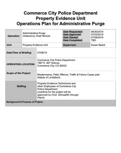 Operations Purge Plan