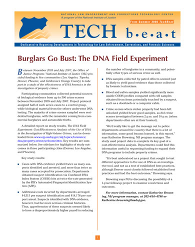 Burglars Go Bust: The DNA Field Experiment